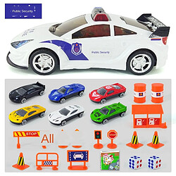 Universal Bricolage grande voiture de police 6 pièces mini alliage moulée sous pression modèle avec lumière et son jouet véhicule voiture de police jouet enfant garçon YJN |(blanche)