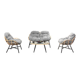 Concept Usine Salon de jardin 4 places canapé + fauteuils gris foncé EVORA