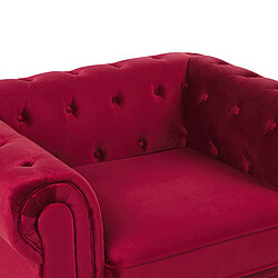 Beliani Fauteuil CHESTERFIELD Velours Rouge foncé pas cher