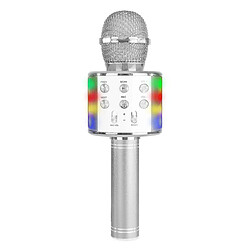 Universal Max km15s - Microphone sans fil Bluetooth Kara Normal avec éclairage LED C Argent