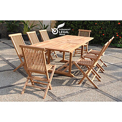 Concept Usine Salon de jardin Teck massif 8-10 personnes - Table rectangulaire + 8 chaises KAJANG