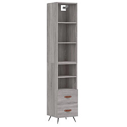 vidaXL Buffet haut Sonoma gris 34,5x34x180 cm Bois d'ingénierie