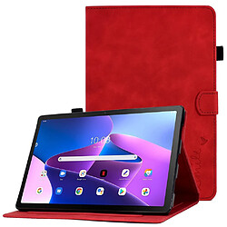 Etui en PU fonction d'éveil/veille automatique avec porte-cartes pour votre Lenovo Tab M10 (Gen 3) - rouge