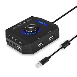 Universal Adaptateur USB multicommutateur T10 Carte son stéréo externe Prise casque et microphone 3,5 mm Noir