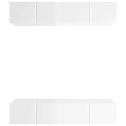 Maison Chic Meubles TV 4 pcs | Banc TV Moderne pour salon | Meuble de Rangement Blanc brillant 80x30x30 cm Bois d'ingénierie -MN96917