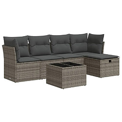 vidaXL Salon de jardin 6 pcs avec coussins gris résine tressée