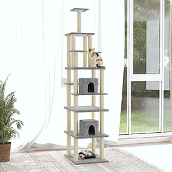 vidaXL Arbre à chat avec griffoirs en sisal Gris clair 216 cm