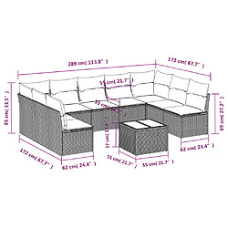 Avis Maison Chic Salon de jardin avec coussins 10 pcs | Ensemble de Table et chaises | Mobilier d'Extérieur gris résine tressée -GKD31994