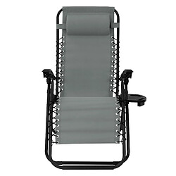 ML-Design 2x Chaise longue bain de soleil en acier gris avec appui-tête et porte-boisson