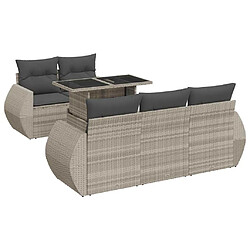 vidaXL Salon de jardin 6 pcs avec coussins gris clair résine tressée