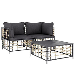 Avis Maison Chic Salon de jardin 3 pcs + coussins - Mobilier/Meubles de jardin - Table et chaises d'extérieur anthracite résine tressée -MN85718