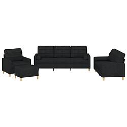 vidaXL Ensemble de canapés 4 pcs avec coussins noir tissu