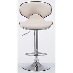 Decoshop26 Lot de 2 tabourets de bar pivotant design moderne en tissu crème support en métal chromé 10_0004265