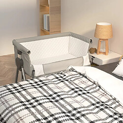 vidaXL Lit pour bébé avec matelas Gris clair Tissu de lin