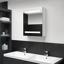 vidaXL Armoire de salle de bain à miroir LED blanc brillant 50x14x60cm