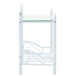 Avis vidaXL Tables de chevet 2 pcs Acier et verre trempé 45x30,5x60cm Blanc