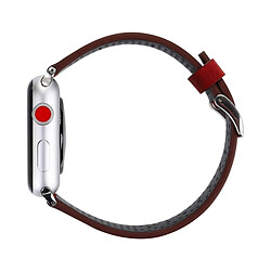 Acheter Wewoo Bracelet rouge pour Apple Watch Series 3 & 2 & 1 38 mm simple mode en cuir véritable motif de montre