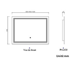 Acheter Miroir de salle de bain avec lumières Led 80x60cm (LxH)