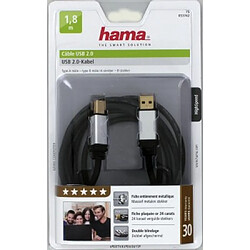 HAMA Câble USB 2.0.Fiches A M/B M.Contacts dorés.Blindé.Quali 5*.Noir.1,8m