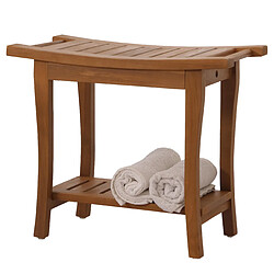 Mendler Tabouret en teck HWC-M84, tabouret en bois banc tabouret de douche, teck de qualité B-Grade (bois de cœur, 20-30 ans), 51x60x30cm