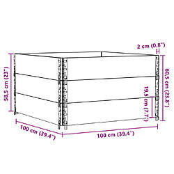 vidaXL Jardinière 100x100 cm bois de pin massif pas cher