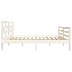 Maison Chic Lit adulte - Lit simple Cadre de lit,Structure du lit Contemporain Blanc Bois de pin massif 120x200 cm -MN77530 pas cher