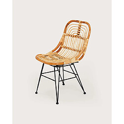 UNIQKA Villa- Lot de 4 chaises en rotin naturel et pied métal