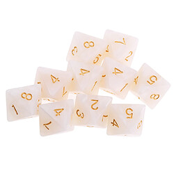 Avis 10pcs Dés 8 Faces Dés Polyédriques D8 Pour Les Jeux De Table De Fête Blanc