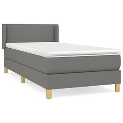 Maison Chic Lit Adulte - Lit simple Lit à sommier tapissier et matelas moelleux - Meuble de Chambre - Gris foncé 90x190 cm Tissu -MN90297