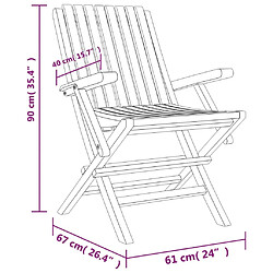 Maison Chic Lot de 4 Chaises de jardin,Fauteuil d'extérieur pliantes 61x67x90 cm bois massif teck -MN71152 pas cher