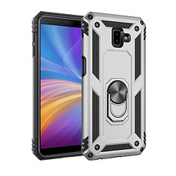 Wewoo Coque Étui de protection en TPU + antichoc Sergeant Armour pour Galaxy J6 Plus, avec support rotation 360 degrés (Argent)