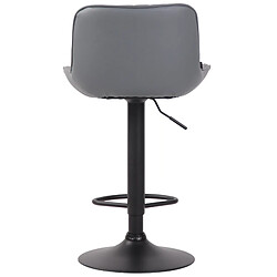 Decoshop26 Tabouret de bar chaise haute x1 en PVC gris coutures verticales support en métal noir 10_0005100 pas cher