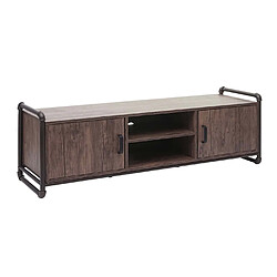 Mendler Meuble TV HWC-F58, table basse TV, compartiment de rangement structure 3D design industriel marron 45x140x40cm