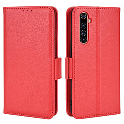 Etui en PU texture litchi, double fermeture magnétique avec support, rouge pour votre Realme X50 Pro 5G/X50 Pro Player