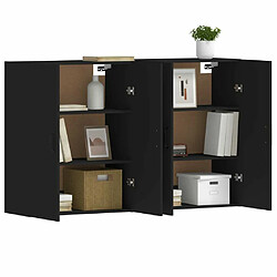 Acheter Maison Chic Lot de 2 Armoires murales,Meuble de Rangement,Armoire Suspendue noir bois d'ingénierie -MN68815