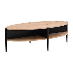 Avis Vente-Unique Table basse ovale avec 4 niches en MDF et métal - Naturel clair et Noir - EVARO