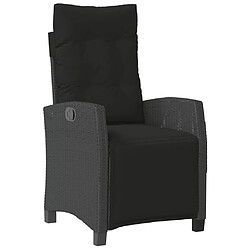 Maison Chic Chaise inclinable de jardin et repose-pied pour relax noir résine tressée -GKD30465