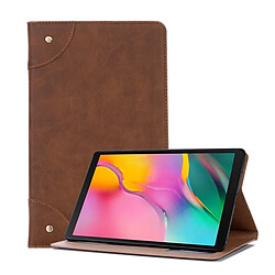 Wewoo Housse Coque Etui à rabat horizontal en cuir de style livre rétro pour Galaxy Tab A 10.1 2019 T510 / T515avec support et emplacements cartes et porte-monnaie Marron