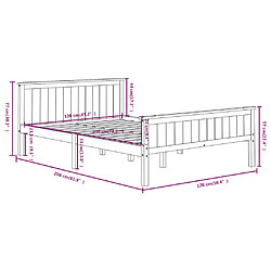 vidaXL Cadre de lit sans matelas marron foncé pin massif 120x200 cm pas cher