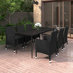 vidaXL Ensemble à dîner de jardin coussins 7 pcs Résine tressée Verre