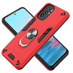 Coque en TPU antichoc, antidérapant, hybride avec béquille à anneau magnétique rotatif rouge pour votre Xiaomi Redmi Note 10S/Note 10 4G