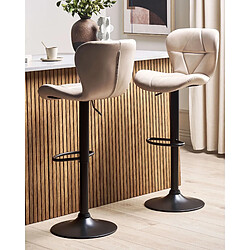 Beliani Tabouret de bar Set de 2 Cuir PU Beige clair VALETTA