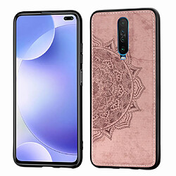 Wewoo Coque Pour Xiaomi Redmi K30 Mandala Housse en tissu gaufré PC + TPU de téléphone portable avec fonction magnétique et dragonne or rose