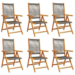 vidaXL Chaises inclinables de jardin lot de 6 gris bois massif acacia