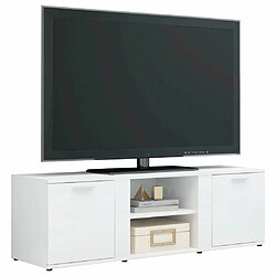 Avis Maison Chic Meuble TV scandinave - Banc TV pour salon Blanc brillant 120x34x37 cm Aggloméré -MN46383