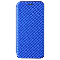 Coque en TPU + PU texture en fibre de carbone, fermeture magnétique avec support et porte-carte bleu pour votre Samsung Galaxy S22