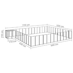 vidaXL Chenil Noir 37,51 m² Acier pas cher