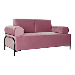 Pegane Canapé de salon en polyester rose et métal noir - longueur 154 x profondeur 76 x hauteur 76 cm pas cher