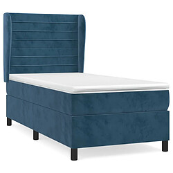 Maison Chic Lit Adulte - Lit simple Lit à sommier tapissier et matelas moelleux - Meuble de Chambre - Bleu foncé 80x200 cm Velours -MN71975