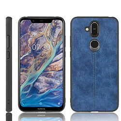 Wewoo Coque Pour Nokia 8.1 / X7 antichoc couture peau de vache motif PC + PU + TPU bleu